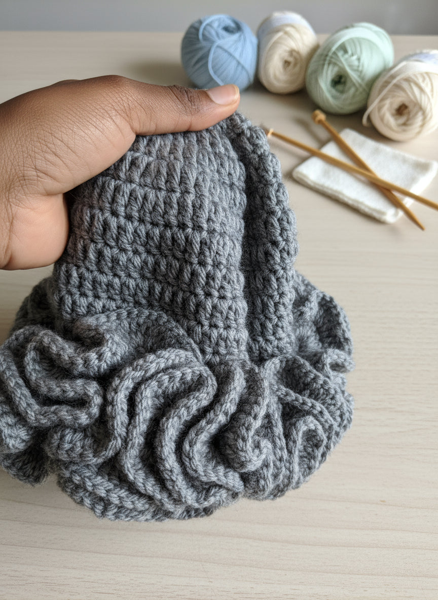 Gray Bucket Crochet Hat