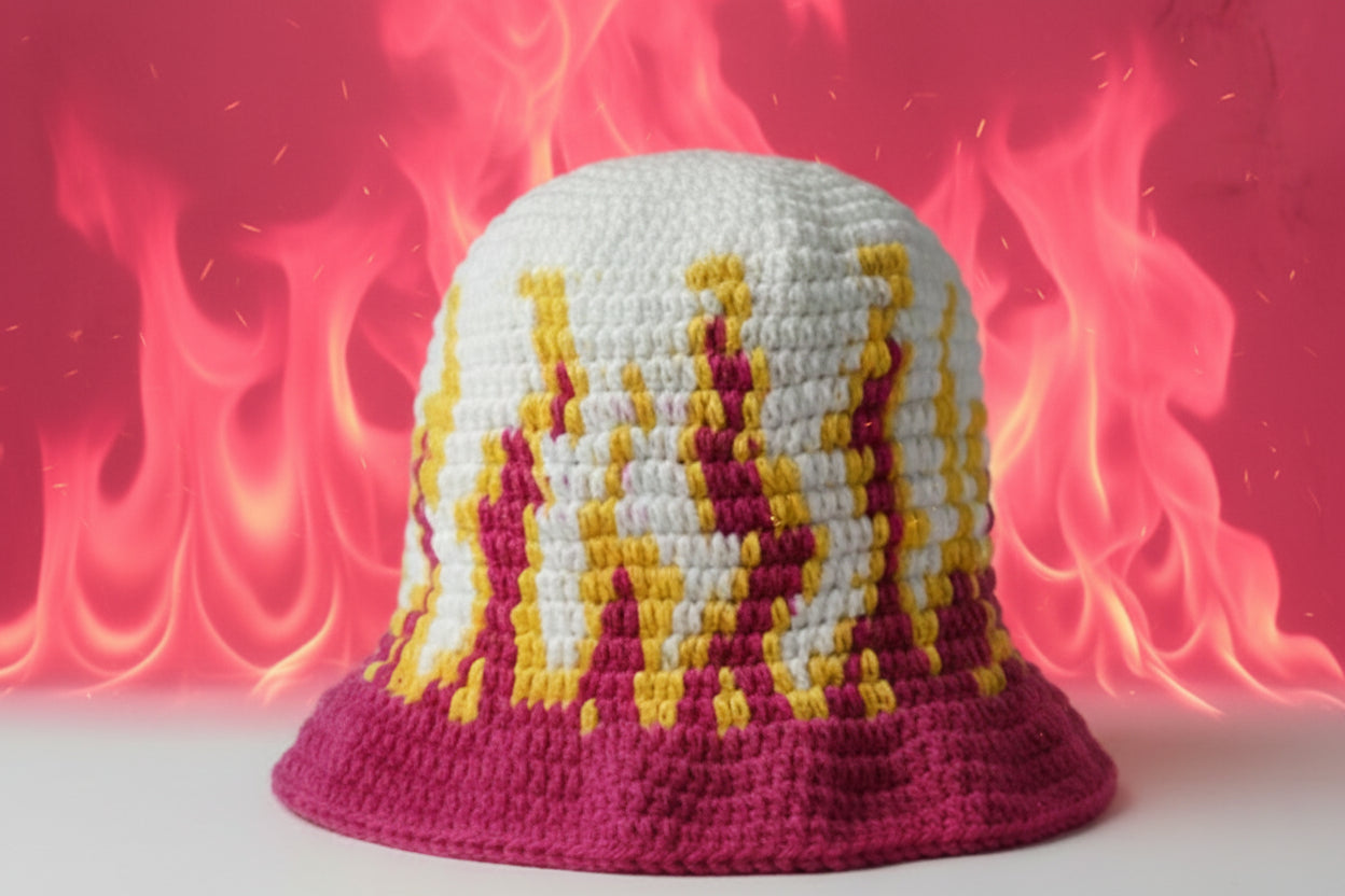 Handmade Pink Flame Crochet Hat