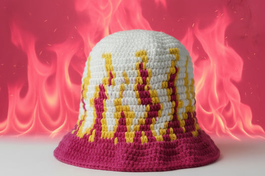Handmade Pink Flame Crochet Hat