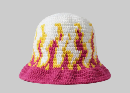 Handmade Pink Flame Crochet Hat