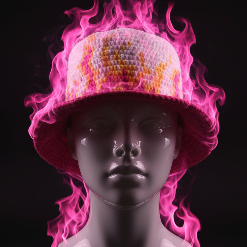 Handmade Pink Flame Crochet Hat