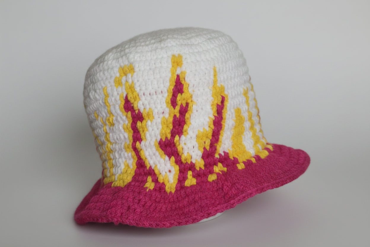 Handmade Pink Flame Crochet Hat