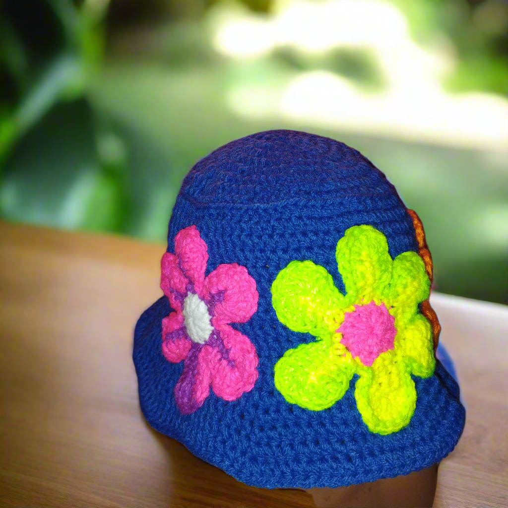 Bleu-3 Flower Crochet Beanni