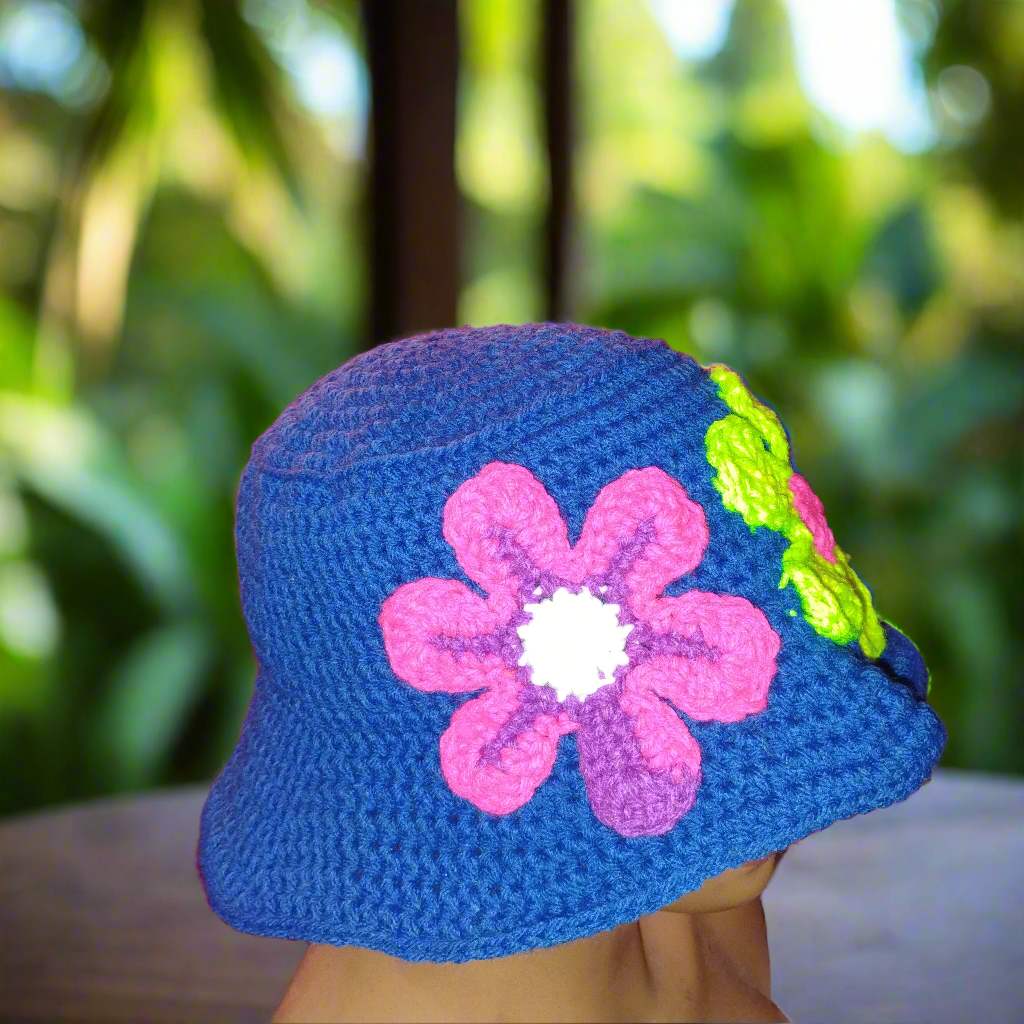 Bleu-3 Flower Crochet Beanni