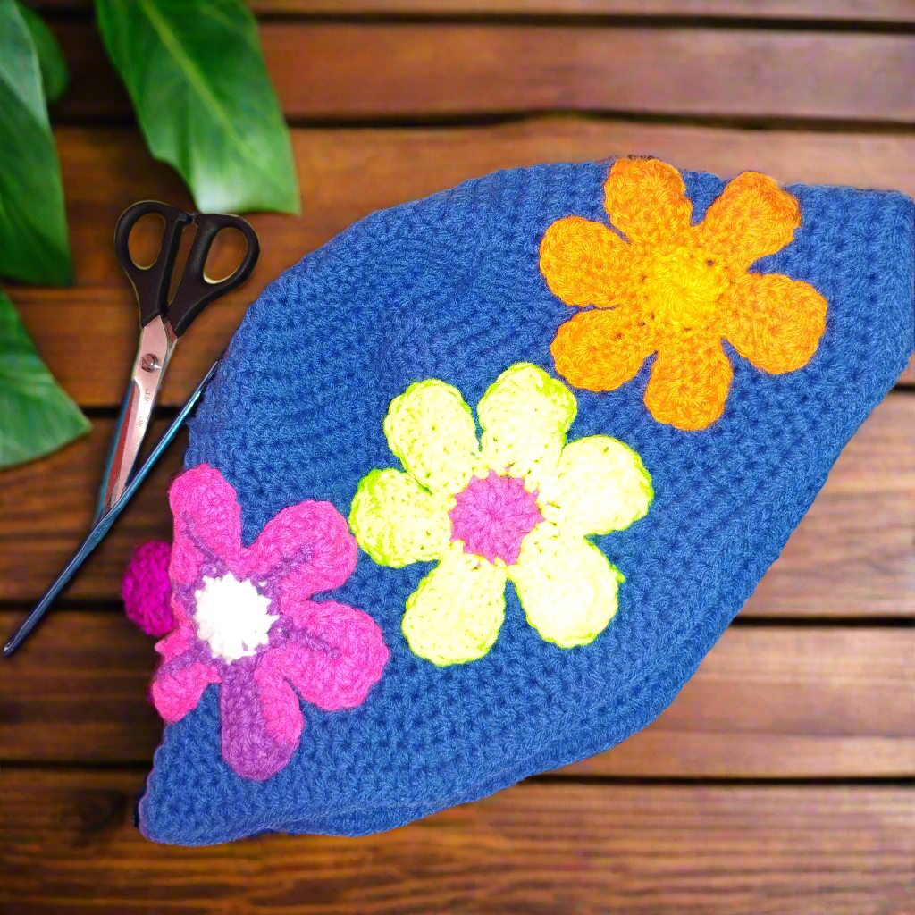 Bleu-3 Flower Crochet Beanni