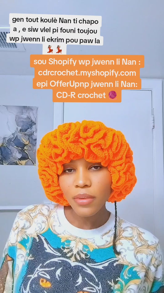 Handmade Crochet Ruffle Hat – Soft, Stretchy, Stylish Winter Bonnet (Bright Orange)