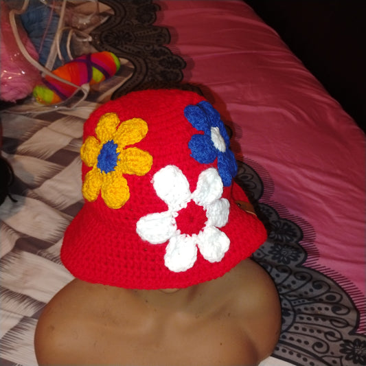 Red Daisy Bucket Hat