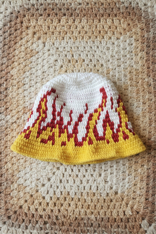 Handmade flame Crochet Bucket Hat - Unisex Streetwear Hat