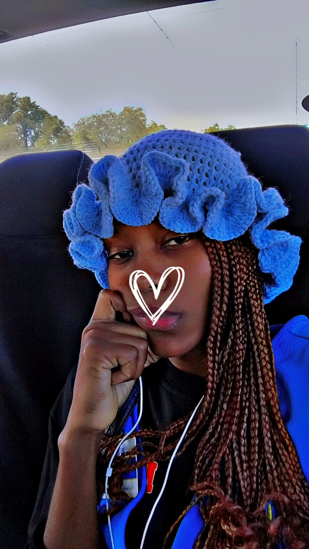 Handmade Crochet Bonnet with Ruffle Edges – Royal Blue🧶🧶🧶